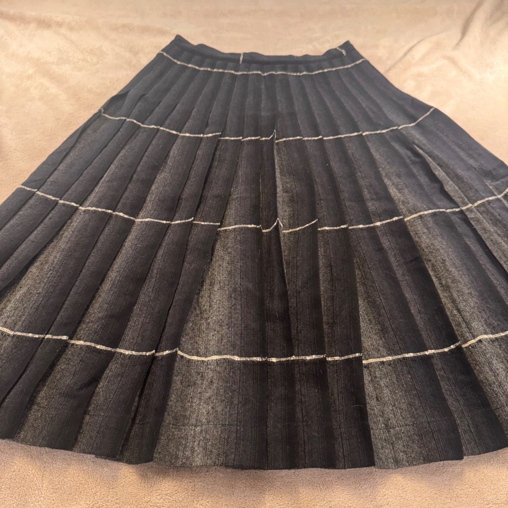 Vintage Pendleton 100% Virgin Wool Pleated Midi Skirt Dark Academia Sz S *FLAW - Picture 10 of 11